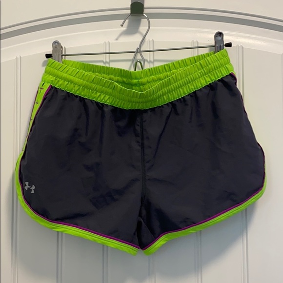 Grey & Lime Green Under Armour Workout Shorts, XS - Picture 1 of 6